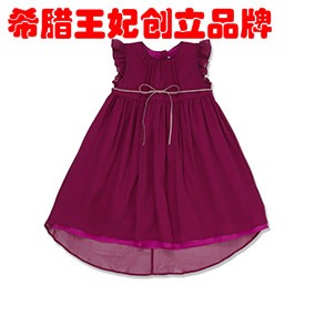 Marie Chantal 女童 百褶酒红色  真丝可爱无袖 时尚连衣裙