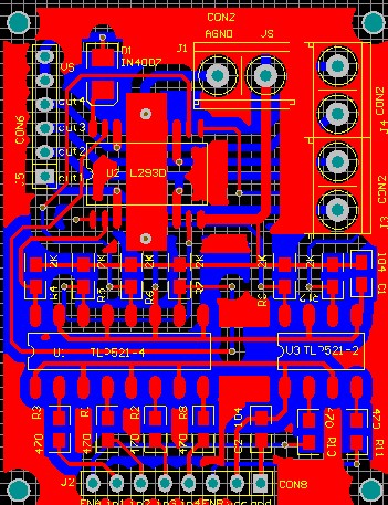 电机驱动模块原理图PCB L293D TLP521 IN4007 直流电机驱动模块