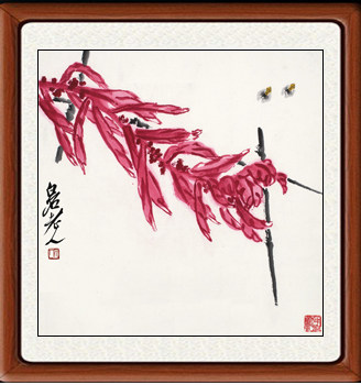 国画真迹花鸟画现代客厅装饰画卧室非纯手绘仿齐白石老少年赠装裱