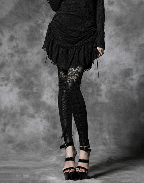PUNKRAVE打底裤魔叹歌德缕空