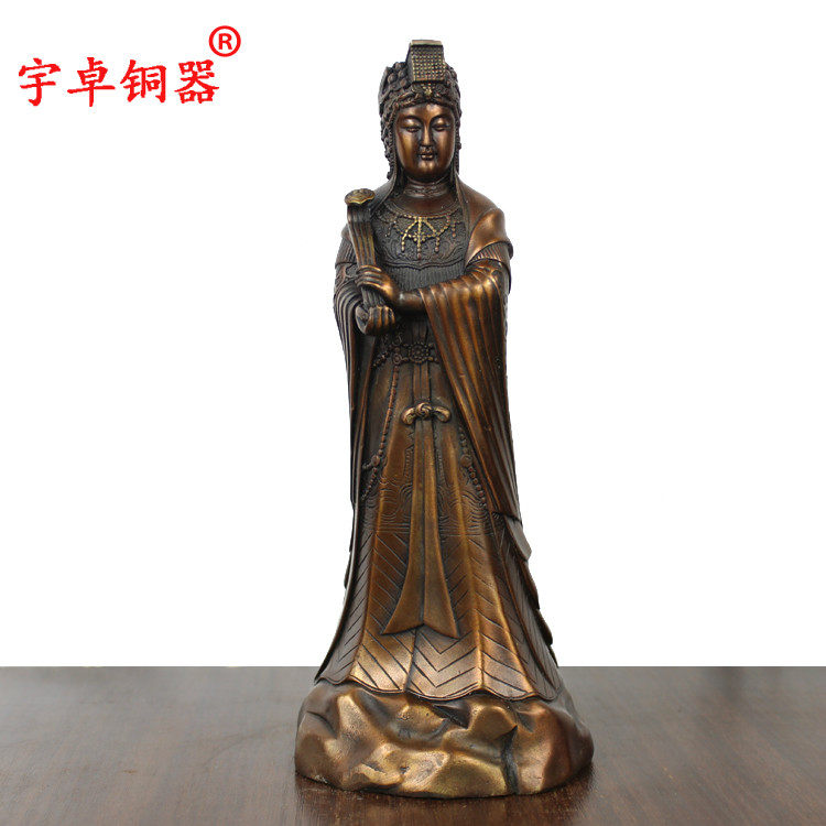 宇卓铜器 纯铜玛祖天妃黄铜天后娘娘天上圣母 三面妈祖工艺品摆件