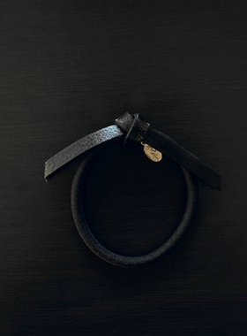 硬朗简约日本新款Reefur梨花爆裂纹纯牛皮打结蝴蝶结发圈皮筋发绳