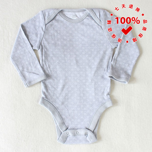 正品OLD NAVY老海军灰底白圈婴幼儿包屁衣三角爬服纯棉新生儿宝宝