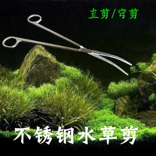 Duck不锈钢草缸剪刀 鱼缸工具剪 直剪 修剪水草 长25cm 弯剪 特价
