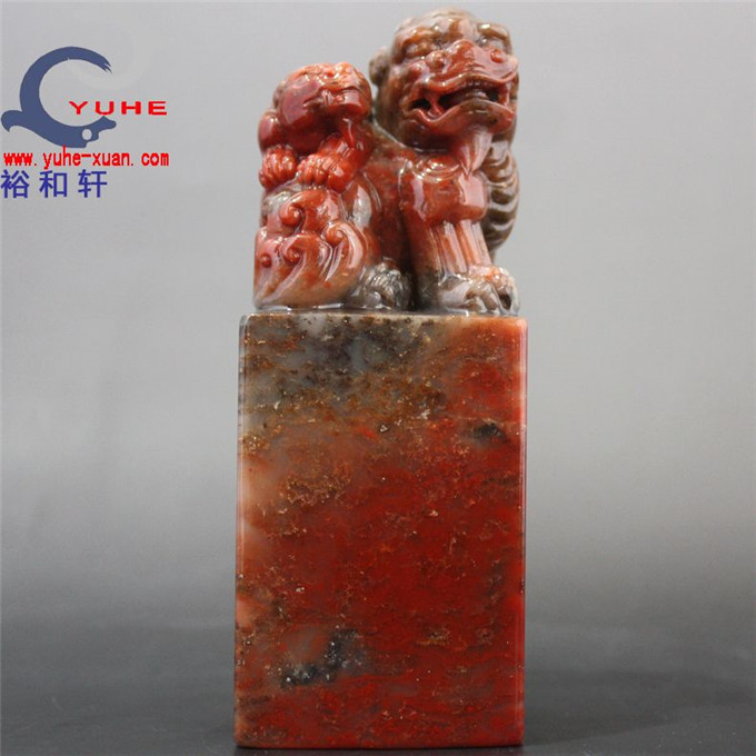寿山石印章 国石珍品 高山石 母子情深 母子狮印章【裕和轩】H7-8