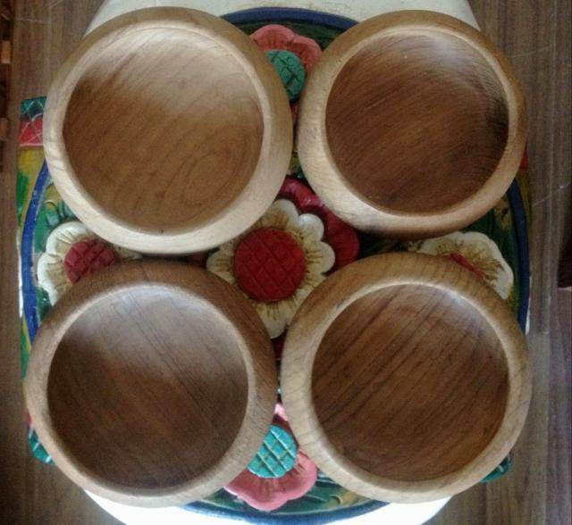 泰国柚木原色食用器皿-酒店家居会所SPA-圆形实木碗多肉小花盆