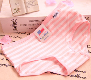 5条包邮 女士内裤中腰条纹纯棉全棉质面料中腰女式三角裤 内裤女