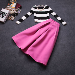 2015 spring new fashion fringe Europe, ladies dresses, elegant long skirt set #