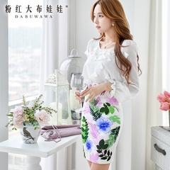 Skirt skirt pink doll summer 2015 new hip skirts in white print color flower skirt