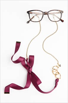 韩国正品代购RACOHA复古K金不脱色丝带圆环多色防滑墨镜链眼镜链