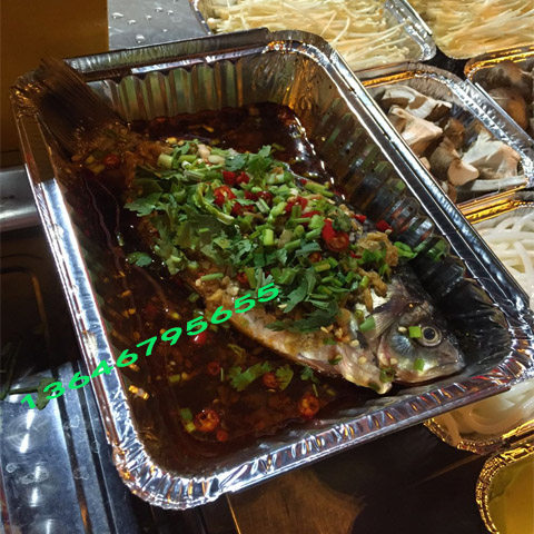 220锡纸盒一次性餐盒烧烤盒焗饭盒锡纸铝箔盒烘烤鱼盒100只包邮