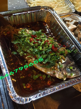 220锡箔盒一次性午餐盒烧烤盒烤午餐盒锡箔铝箔盒烤鱼盒100件