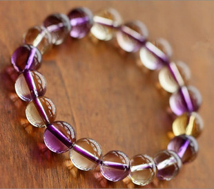 包邮正品全净体纯天然紫黄晶手链 紫黄水晶 女款手链 送证书