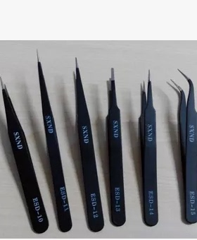 ESD-15 11 12 弯头防静电镊子 黑色防静电不锈钢镊子 弯尖 特尖