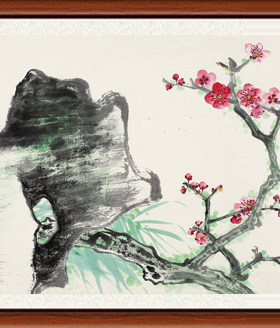 装饰画国画字画客厅山水画集荷宣纸书画作品谢稚柳桃花竹石赠装裱