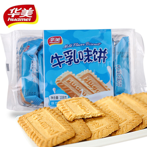 华美 牛乳味饼干108g粗粮酥性早餐糕点休闲办公零食#小吃食品曲奇