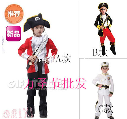 万圣节男孩海盗装扮儿童杰克船长 虎克船长化妆舞会表演服装 男童