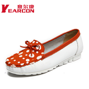 YEARCON/er Kang shoes new genuine leather bow light and comfortable flat beans women's shoes