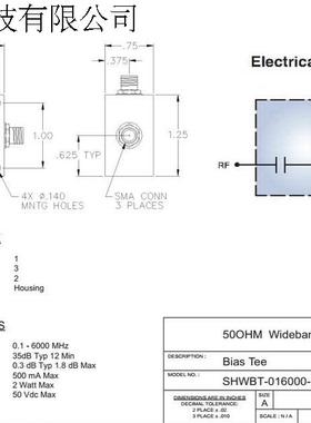 SHWBT-506000-SFFF 5-6000MHz SMA 射频微波同轴高频T型偏置器