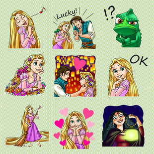 line Disney迪斯尼可爱长发公主贴纸 自制手帐周边贴纸  40枚入