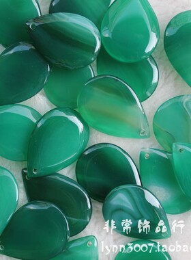 25x34mm巴西绿玛瑙水滴吊坠项坠挂件 手工饰品DIY半成品坠子配饰