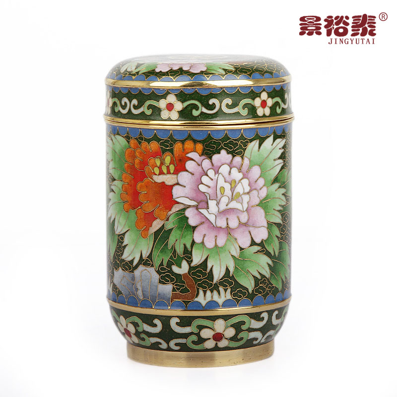 景泰蓝茶叶罐铜胎珐琅摆件商务