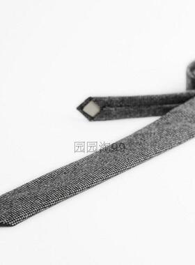 职业英式欧式潮复古毛料粗毛呢杂点花呢羊毛黑灰手工领带领呔TIE