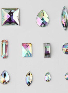 镀ab彩手缝钻 平底钻 饰品配件 鞋服美容材料配件 婚纱钻 手缝钻