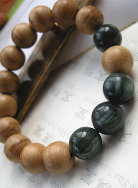 沉香古朴风天然宝石手链