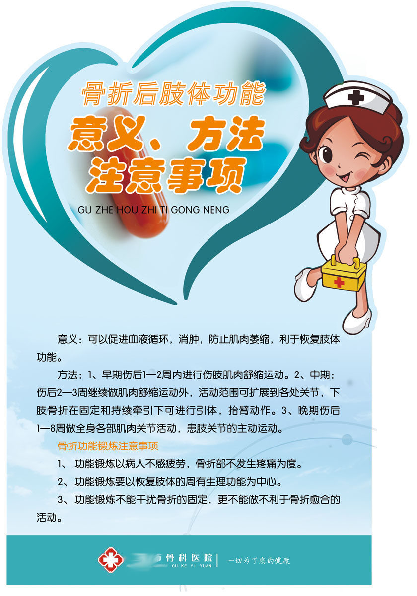 593办公装饰海报展板素材216医院骨折后肢体功能意义方法注意事项
