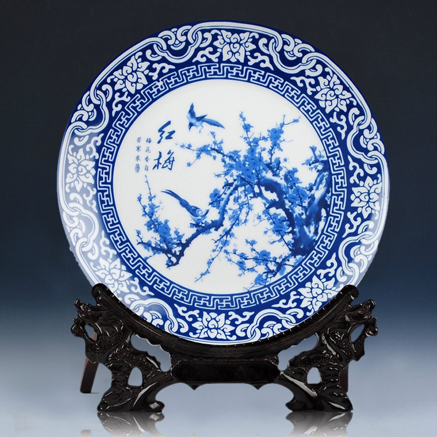 景德镇陶瓷器 青花梅兰竹菊挂盘装饰盘子墙中式家居工艺品摆件,家居饰品,装饰坐盘/挂盘,淘宝优惠券,粉丝福利购,淘宝优惠卷