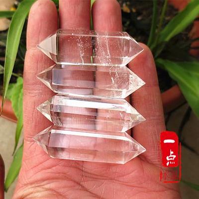 纯天然双尖白水晶柱子