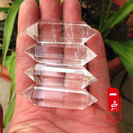 纯天然白水晶柱正品 白水晶柱双尖原石柱激光柱子 - 封面