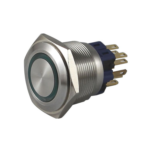 韩国凯昆KACON 22mm全金属防水自锁带LED按钮开关 T22-371C防护型