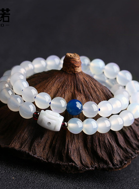 白玛瑙保平安多圈手串饰品女士款