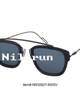 超轻超薄运动赛车墨镜哑枪灰色金属腿金属鼻梁黑檀木框太阳镜