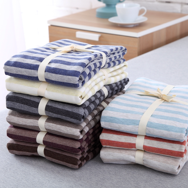 无印日式简约针织棉水洗棉枕头套天竺棉全棉床品一对特价包邮