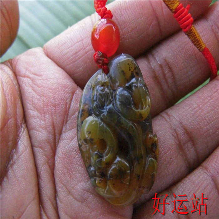 促销新款黄龙玉水草挂件玉石今非昔比吊坠宝石玉坠时尚手工颈饰