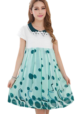 慈颜孕妇裙夏 韩版时尚孕妇连衣裙雪纺 翻领中长款孕妇装YZY80076