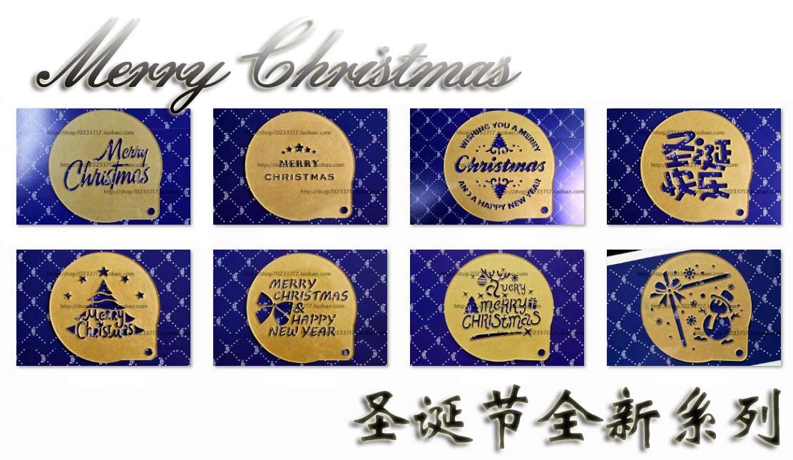6寸圣诞节Merry Christmas新款圣诞节蛋糕提拉米苏烘焙印花喷花模