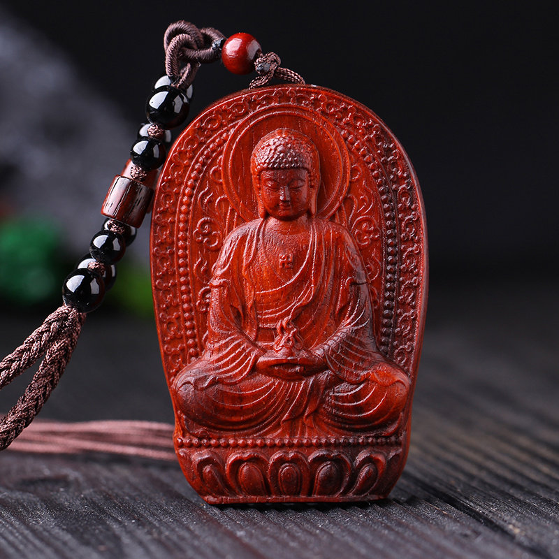小叶紫檀十二生肖本命佛守护神大日入来属羊猴本命佛吊坠项链