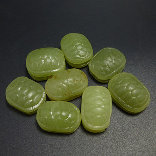 新疆和田玉羌若黄口料出口创汇期黄玉龟背龟壳小勒子佛珠背云配饰