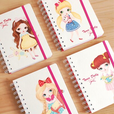 韩国正品 Tynie Dolly 大眼女孩 绑带铁圈 单线本 笔记本 日记本
