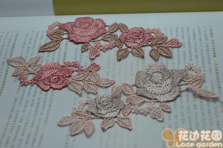 丝线手工DIY粉牡丹刺绣贴花补丁贴服装婚纱礼服家居家饰辅料