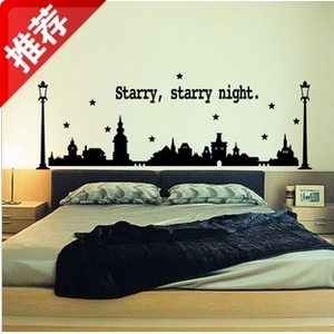 夜空贴画客厅沙发电视浪漫卧室床头墙壁踢脚线玻璃橱窗装饰墙贴纸