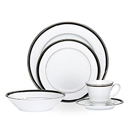 Noritake 则武 Toorak Noir系列,40件22K白金边西餐餐具套装礼盒