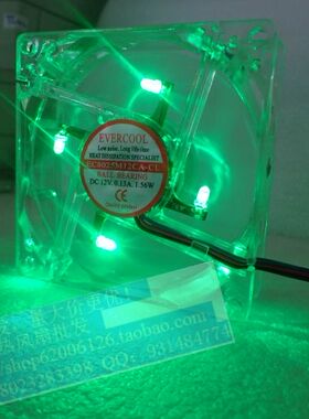全新 8CM EVERCOOL 透明彩光散热风扇 EC8025M12CA-CL 12V 0.13A