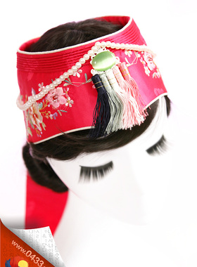 韩国进口韩服绣花帽子/新娘婚礼帽子/樱桃红色/H-P01388-5