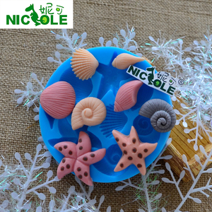 妮可蛋糕模具 海洋系列diy巧克力模具 海螺贝壳翻糖硅胶滴胶模具