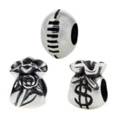 钱袋 串珠 棒球 s925纯银 metal bead金属珠 精妙珠 银珠首饰